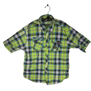 Vtg Red Ape Mens Plaid Shirt 2XL Green y2k 2000s Hip Hop Rap Big & Tall Button